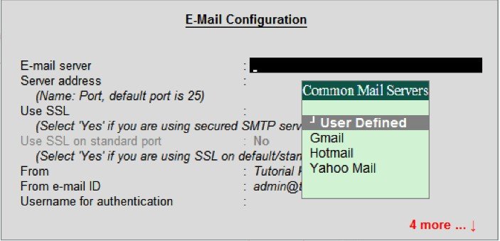 Tally F12 Email Configuration