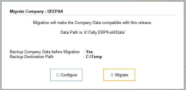 Data migration in Tally; Migrate Company Data