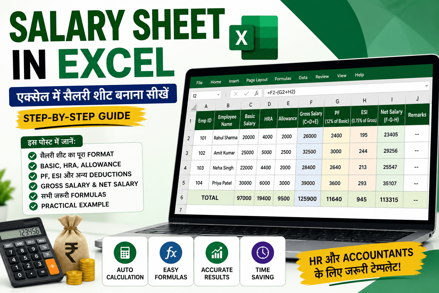 Salary Sheet in Excel कैसे बनाएं? Format, Formula और Example (Hindi Guide) 1 Salary Sheet in Excel कैसे बनाएं? Format, Formula और Example (Hindi Guide)